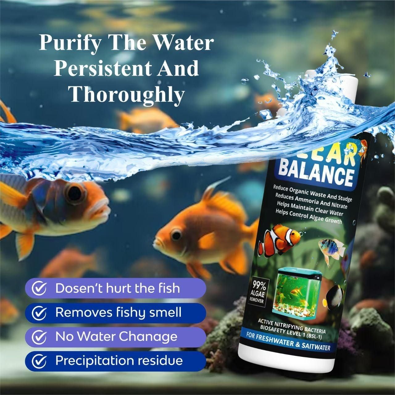 🐠 Clear Balance Fish Tank Water Purifier (120ml, Pack of 2)