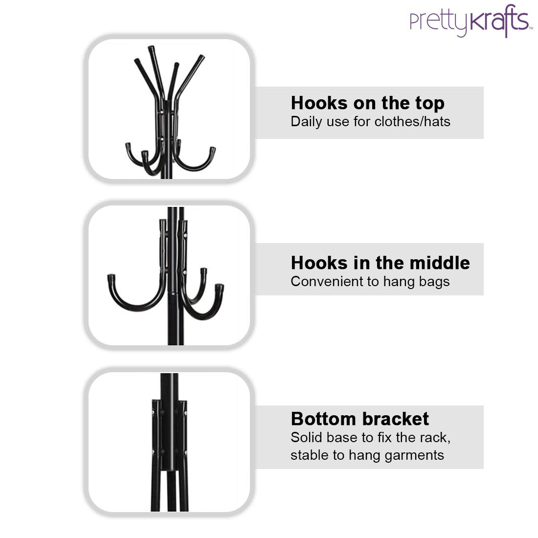 🖤 6 Hook Coat Hanger Clothes Stand